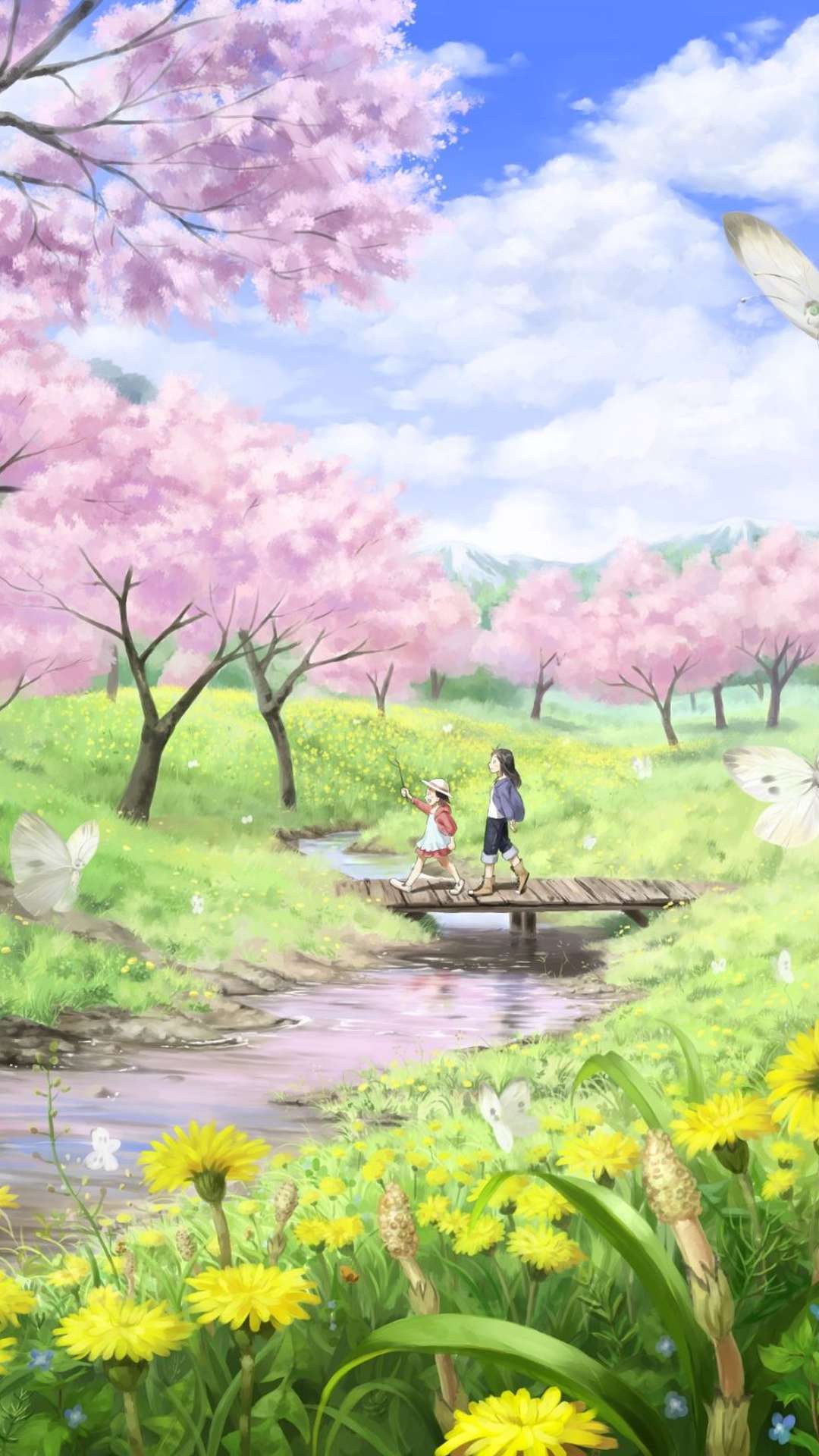 Anime Boy Cherry Blossom Wallpaper iPhone Phone 4K #1390f