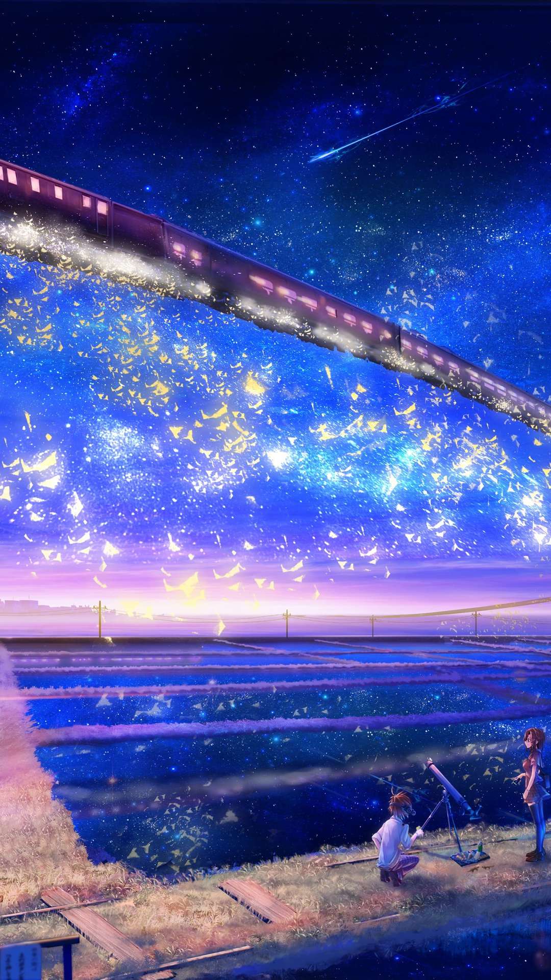 Night Sky Stars Clouds Scenery Landscape Anime Wallpaper 4K HD PC 7680i