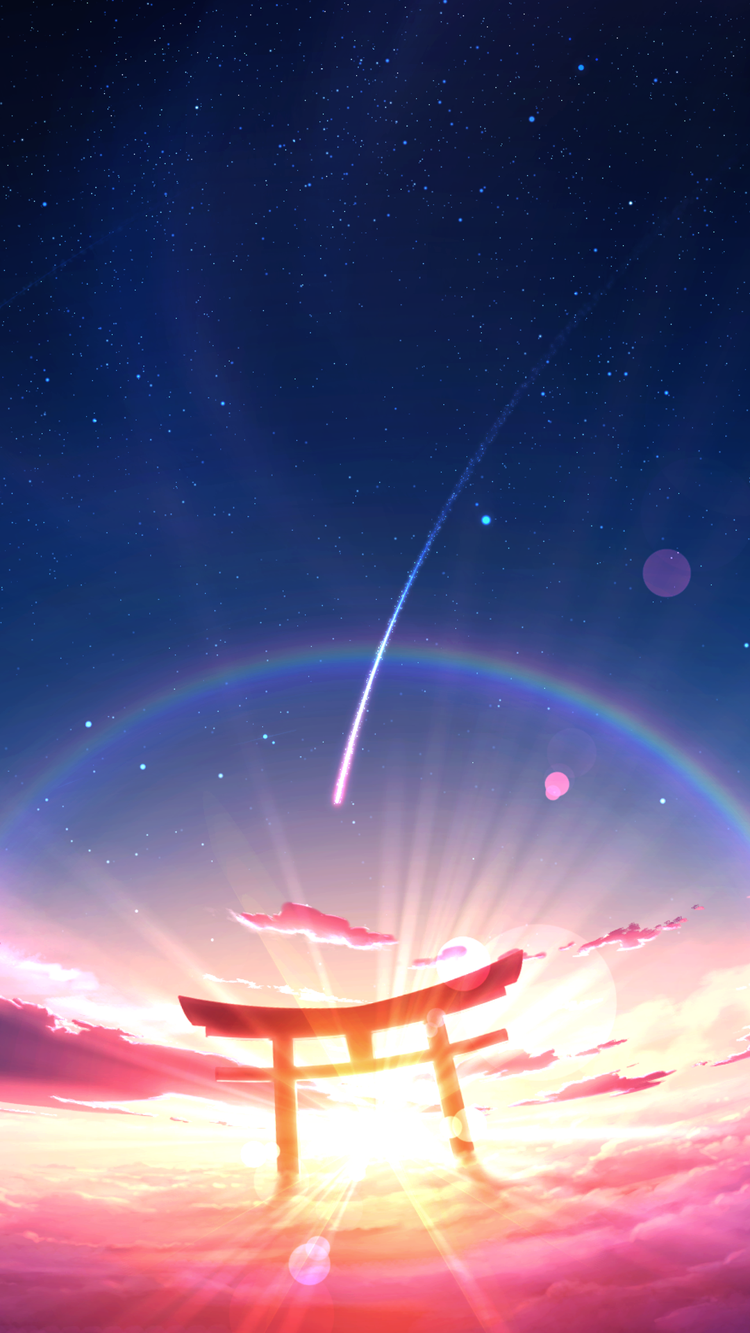 HD desktop wallpaper: Anime, Night, Moon, Lake, Reflection, Starry Sky,  Bridge download free picture #968399